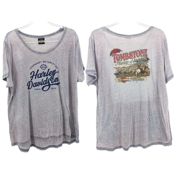 Harley Davidson Tombstone Arizona Burnout Graphic Top Womens Plus 2XL Bikercore - Picture 1 of 10